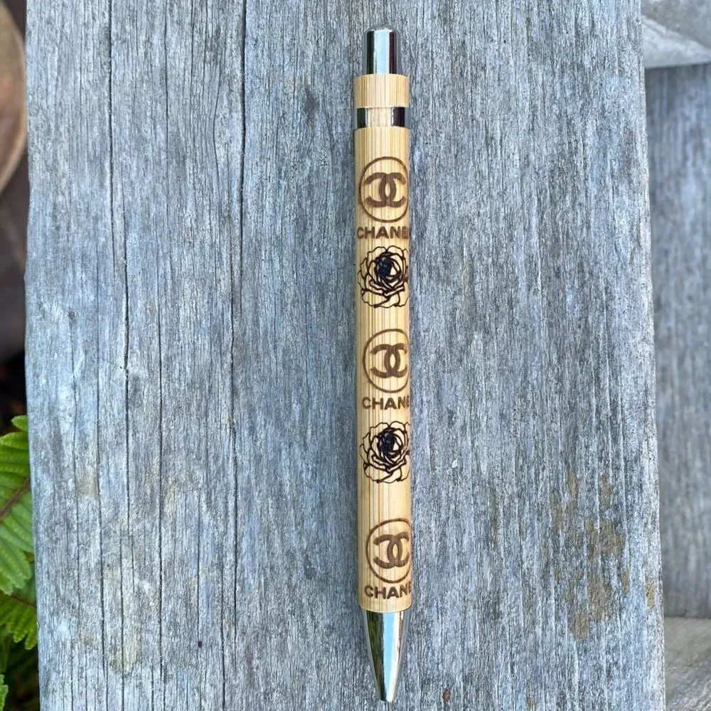 New Handmade Laser Engraved Pink Notebook/Daily Planner & Bamboo Pen Designer